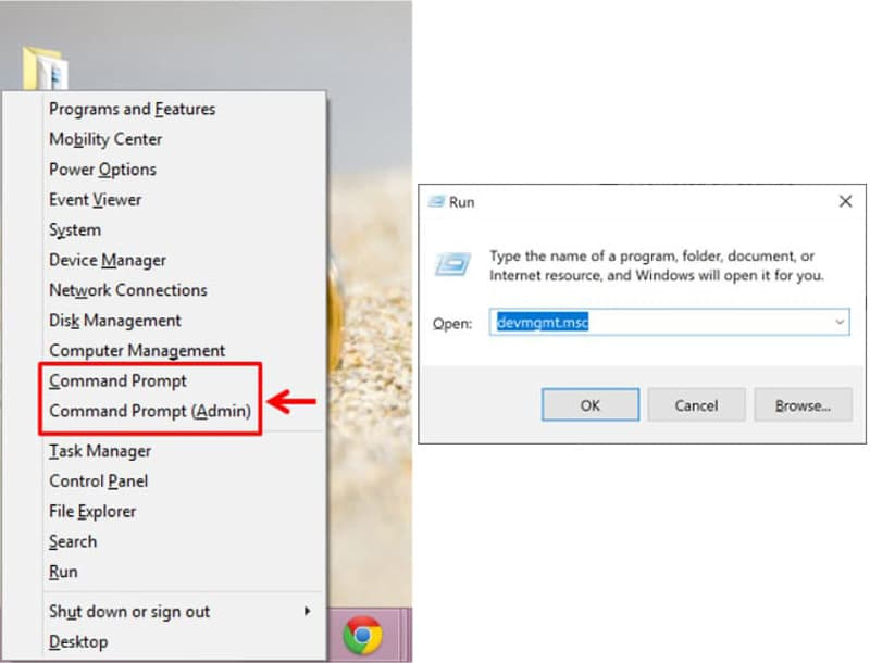 how to access device manager from the command prompt