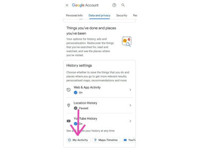 how to access google my activity on android