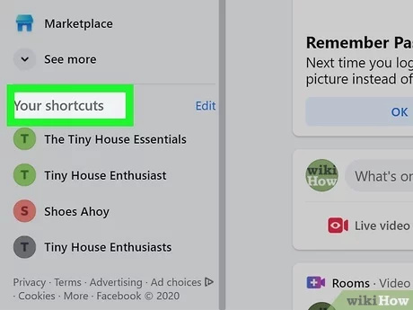 how to add and remove shortcuts on facebook