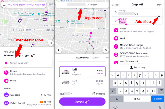 how to add multiple stops on lyft