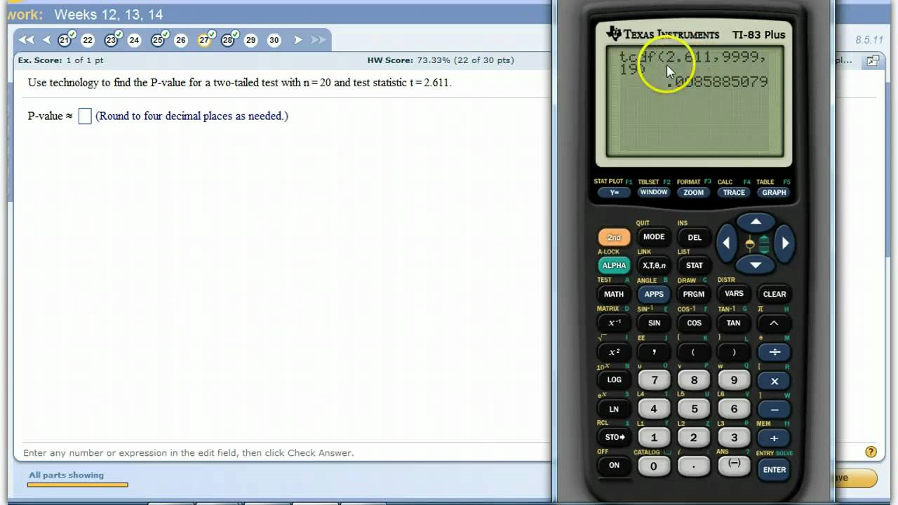 how to calculate p value on ti 84