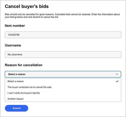 how to cancel a bid on ebay
