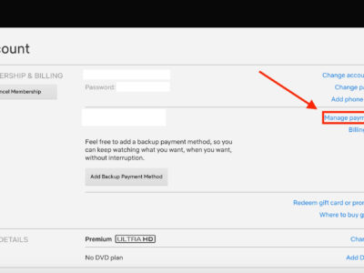 how to change the payment method on netflix