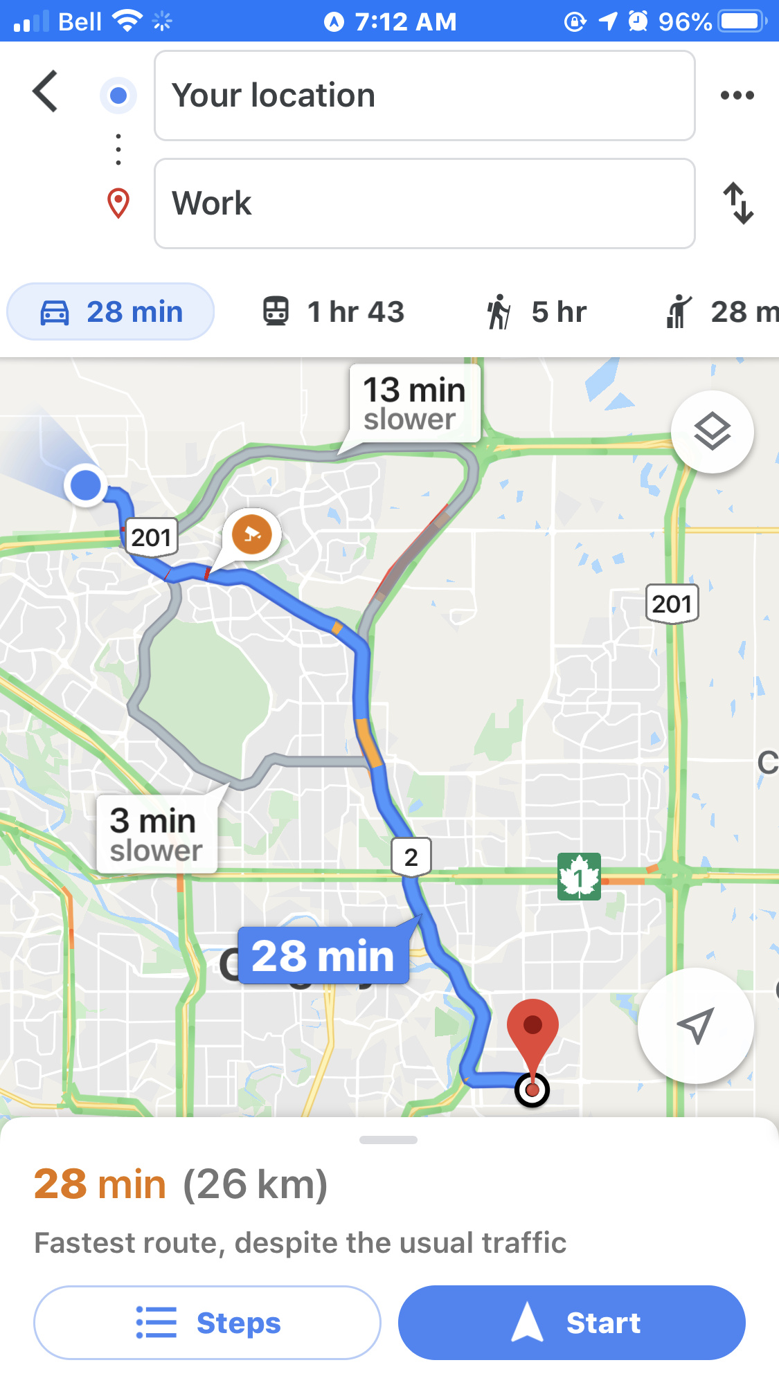 how to fix it when google maps is not showing alternate routes
