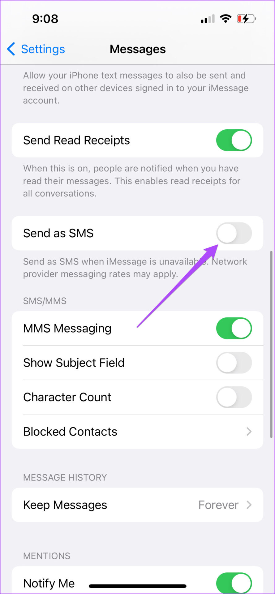 how to force send text message instead of imessage to a contact