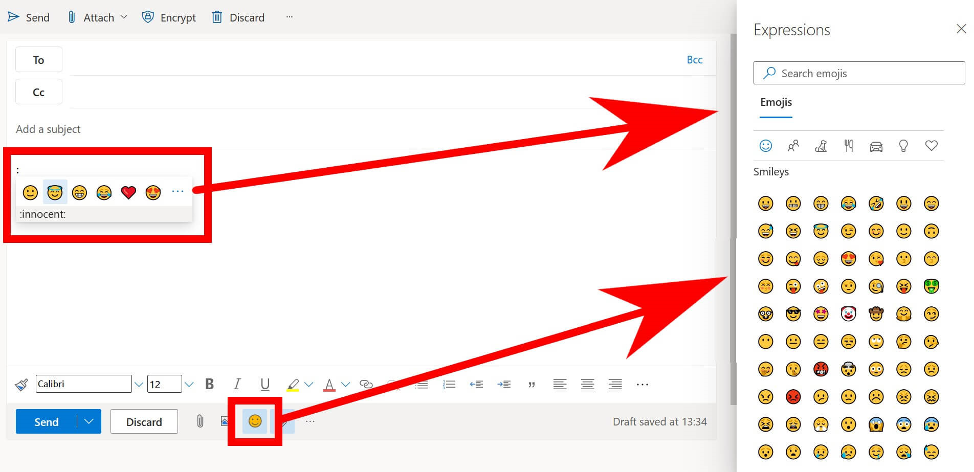 how to insert emoji in outlook emails