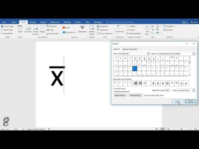 how to make an x bar symbol in word
