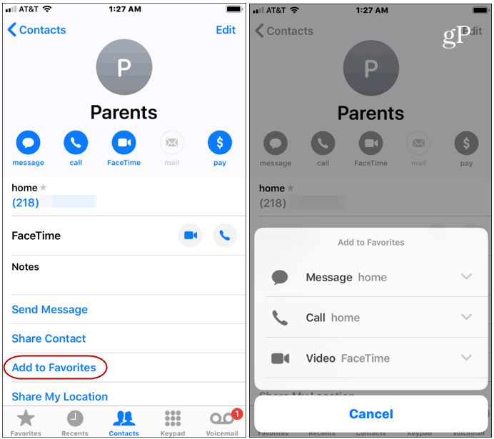 how to manage favorite contacts on iphone