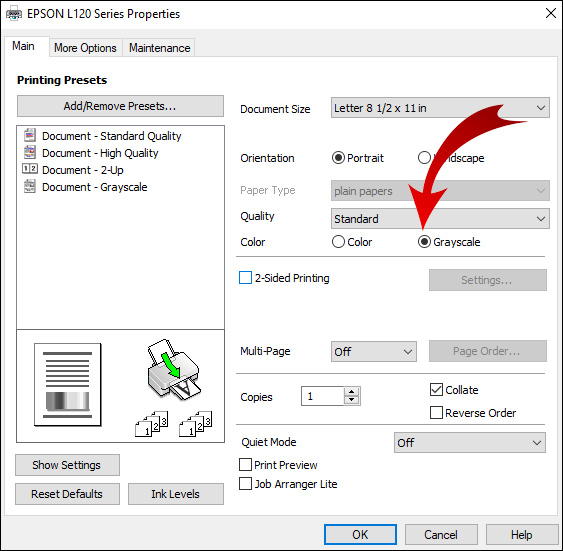 how to print documents in black white in microsoft word