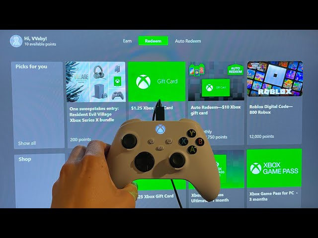 how to redeem microsoft reward points on the xbox series xs console
