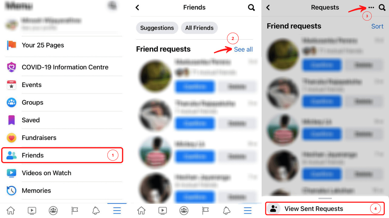 how to see sent friend requests on facebook