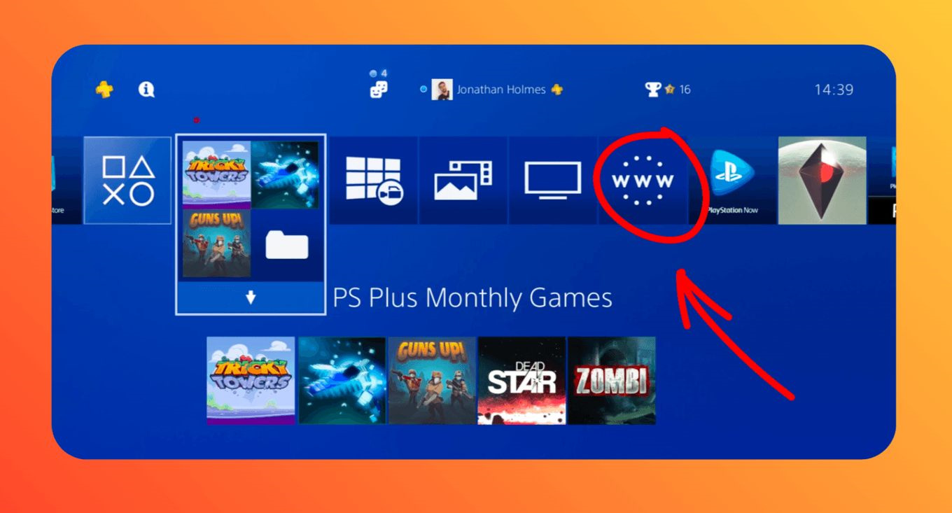 how to use the ps4 web browser