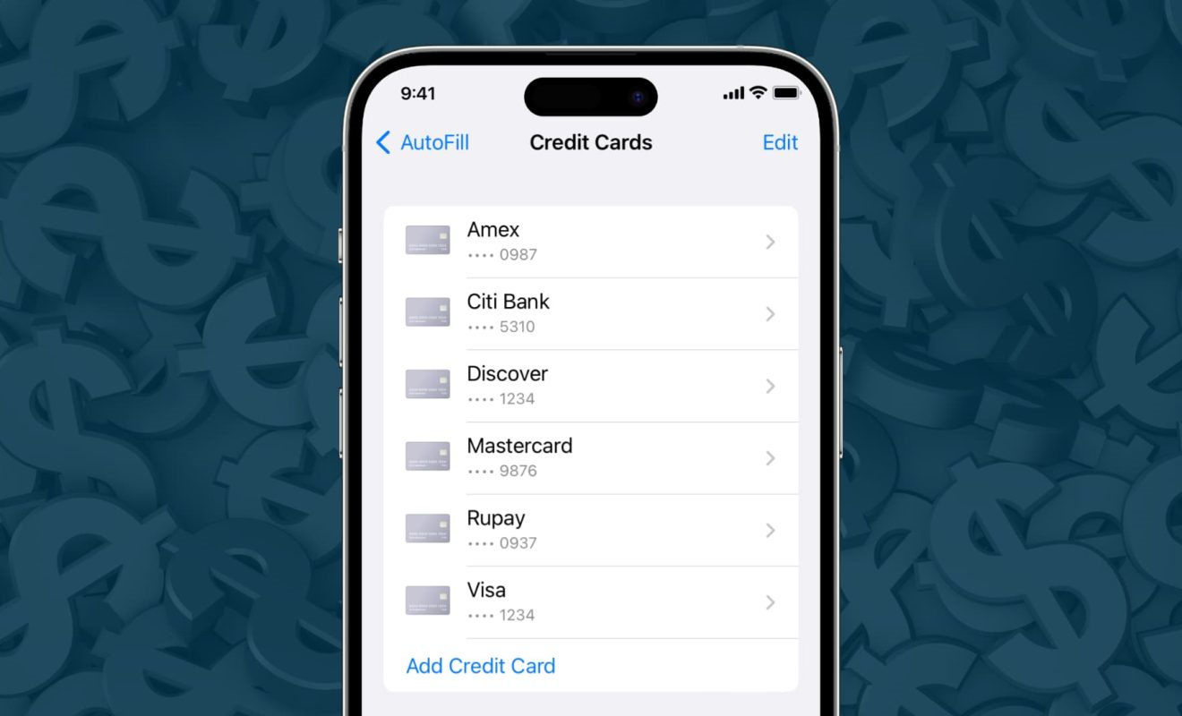 how to view saved credit card numbers in safari on iphone and ipad